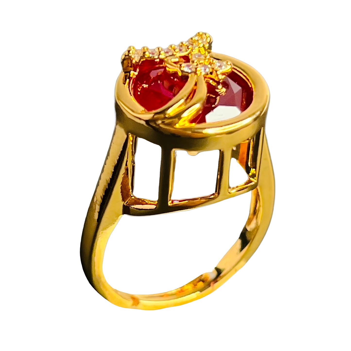 JEWELMA Gold Butterfly Adjustable Ring