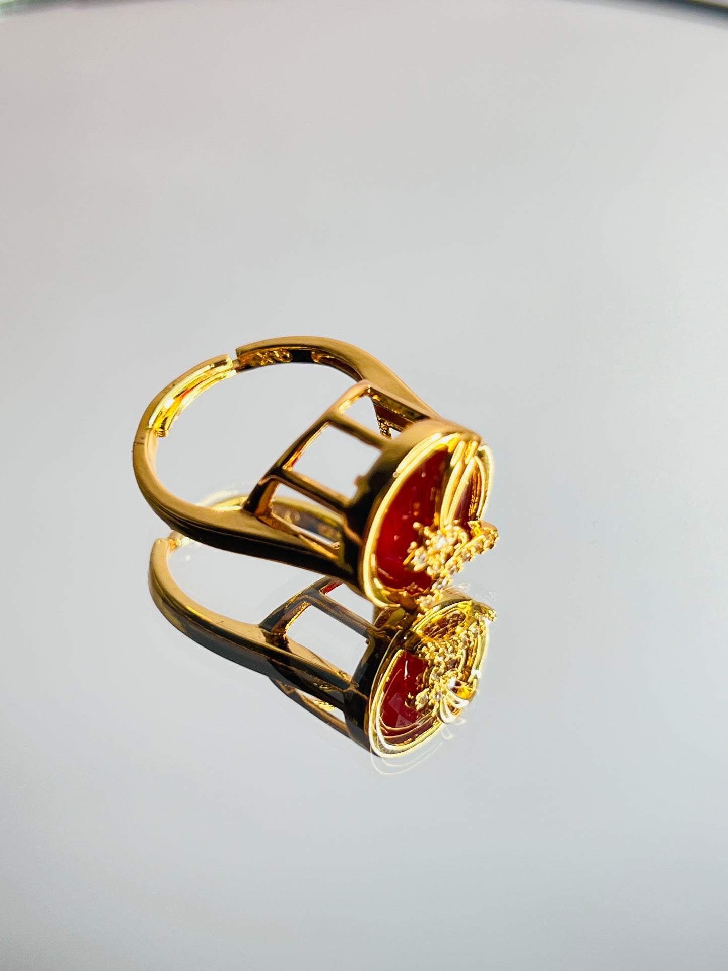 JEWELMA Gold Butterfly Adjustable Ring