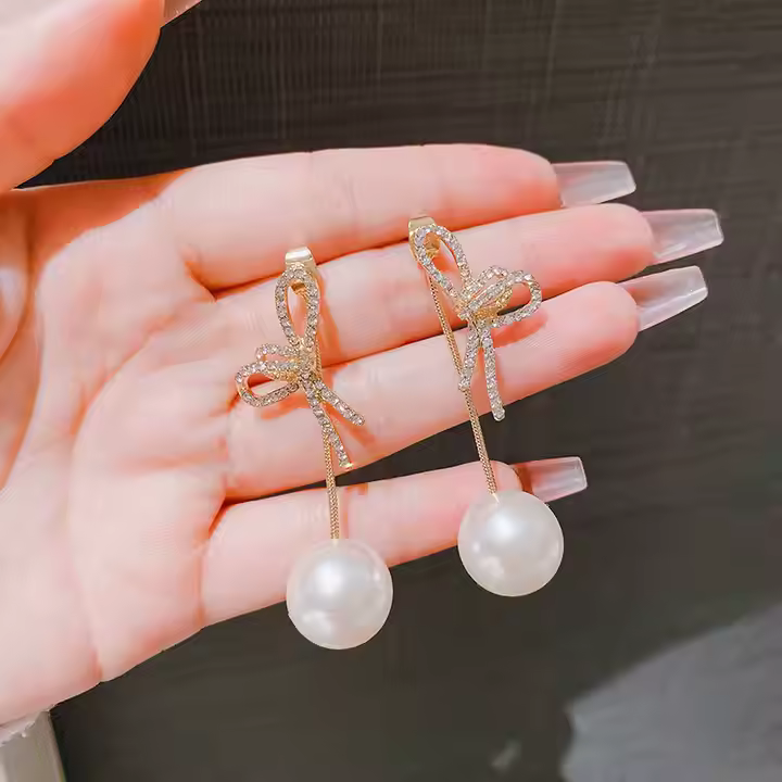 Elegant Bow Pearl Earrings
