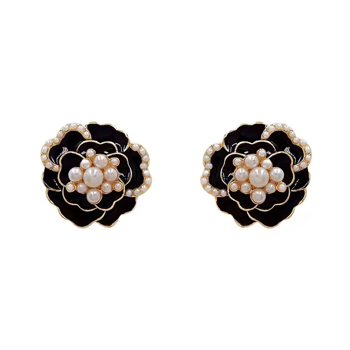 Black Flower Studs – Edgy Blooms