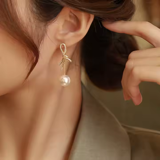 Elegant Bow Pearl Earrings