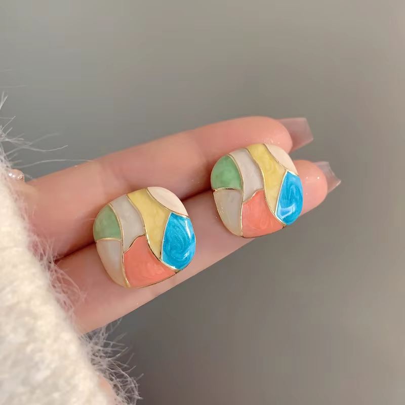 Colorful Geometric Stud Earrings