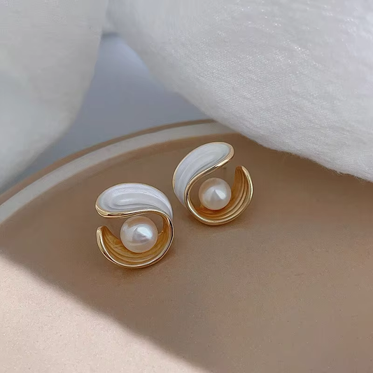 Pearl White Stud Earrings – Minimalist Vibes