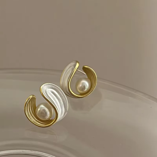 Pearl White Stud Earrings – Minimalist Vibes