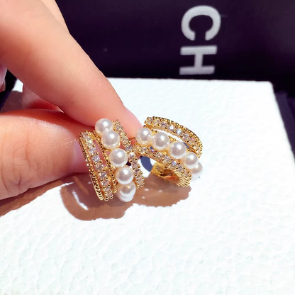 Elegant Pearl and Crystal Studded Rings