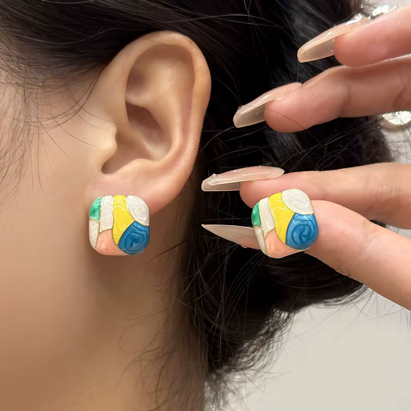 Colorful Geometric Stud Earrings