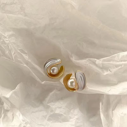 Pearl White Stud Earrings – Minimalist Vibes
