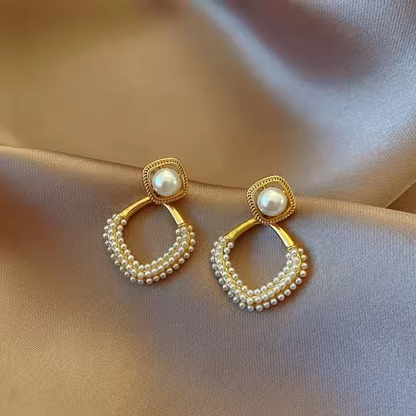Pearl Geometric Drop Earrings