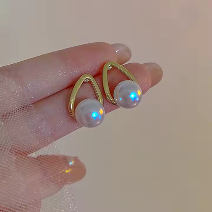 Elegant Oval Pearl Stud Earrings