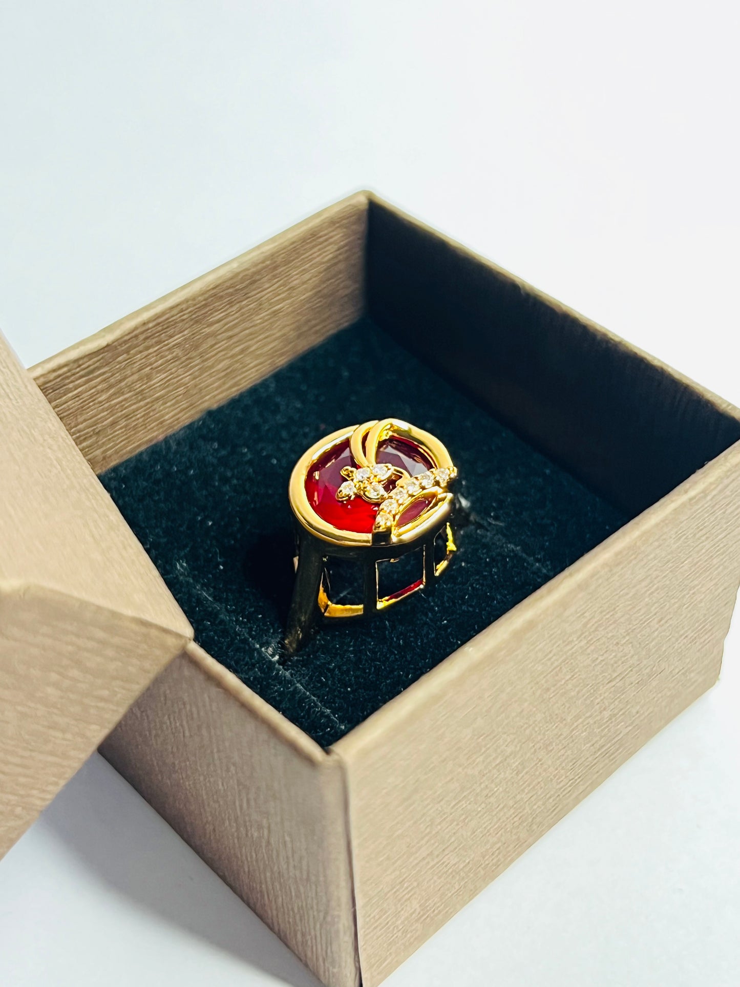 JEWELMA Gold Butterfly Adjustable Ring